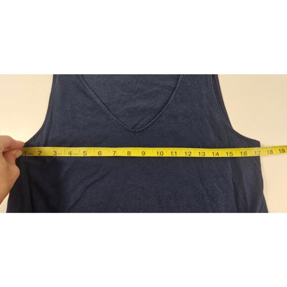 J. Jill sz M navy blue linen blend tassle trim sleevless tank layering blouse - Picture 6 of 7